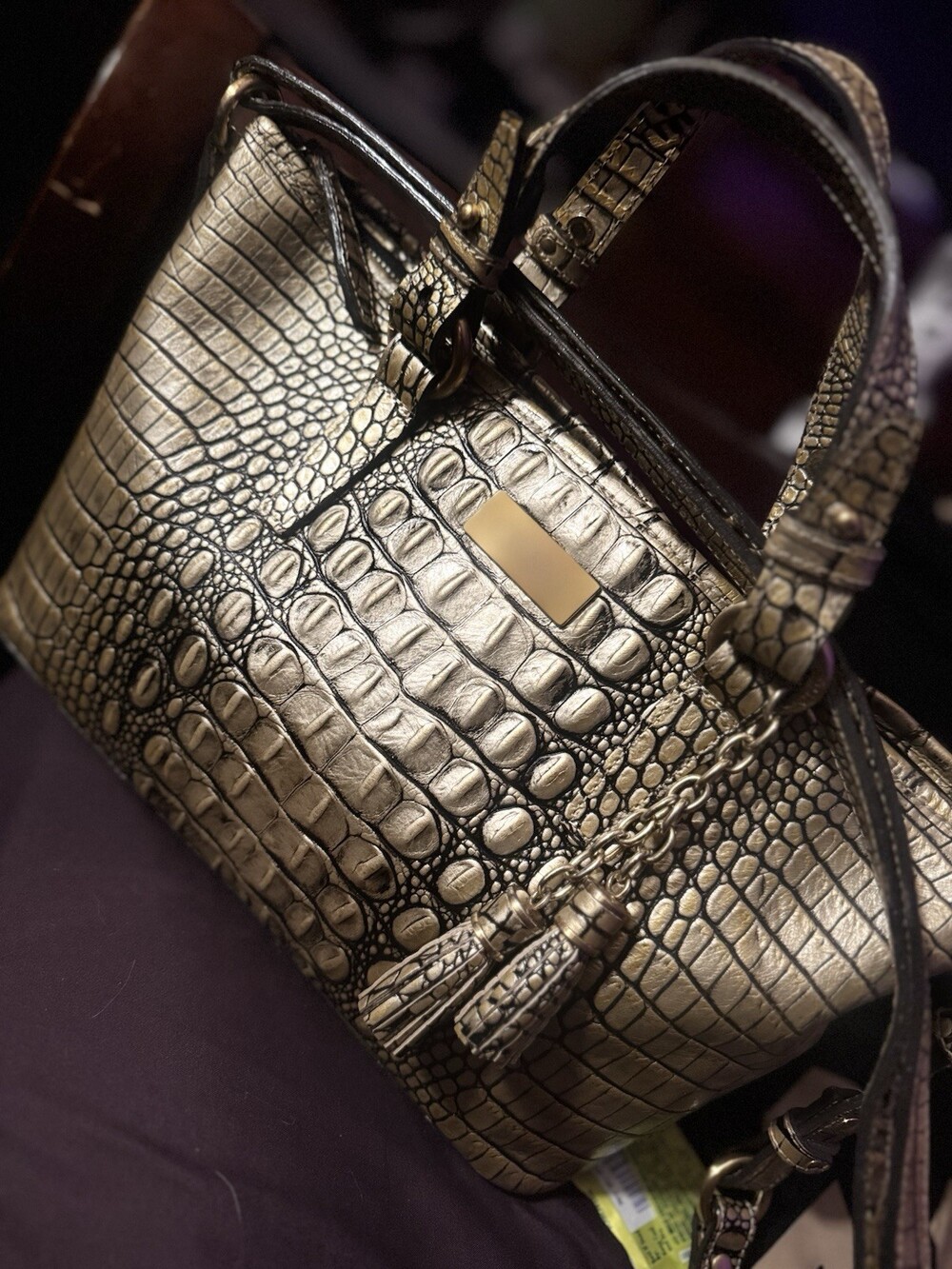 Brahmin Small Asher Hologram Gold Melbourne Leathe Satchel NWOT